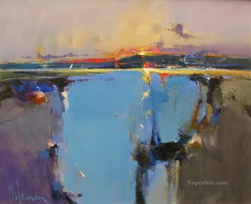 abstracto - Puesta de sol sobre el paisaje marino abstracto del lago II